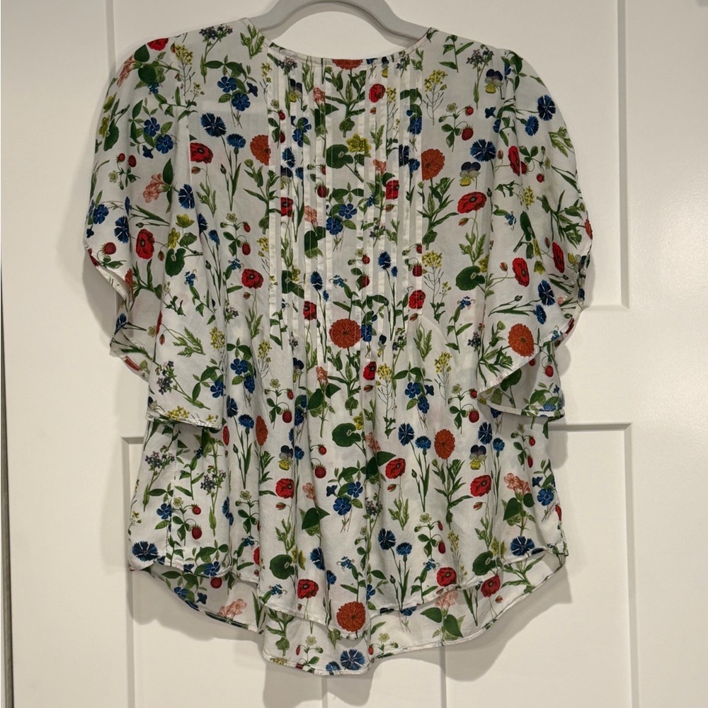 Anthropologie Maeve Fluttered Maya Strawberries Roses Floral Blouse - Picture 8 of 9
